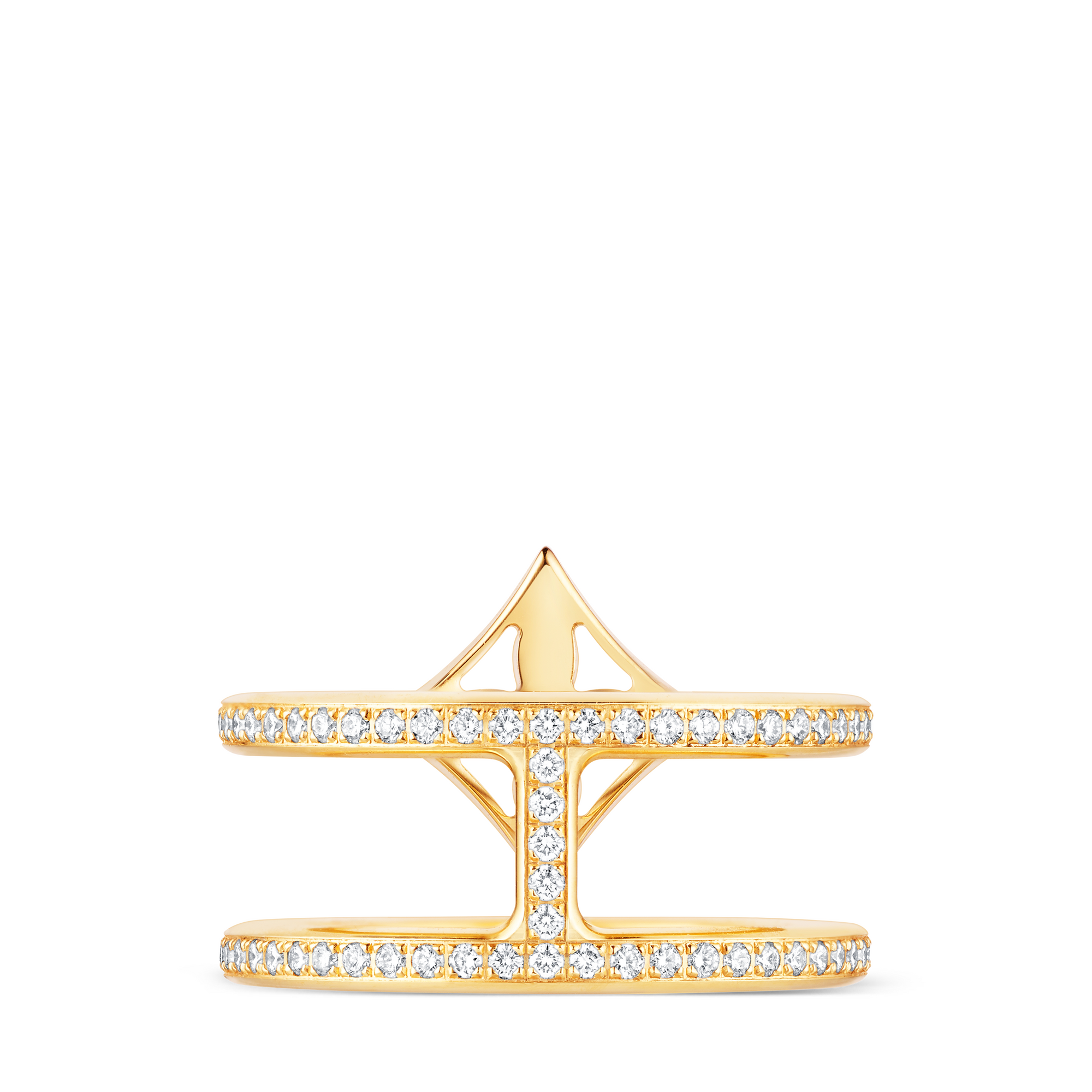 Idylle Blossom Two-Row Ring, Yellow Gold and Diamonds